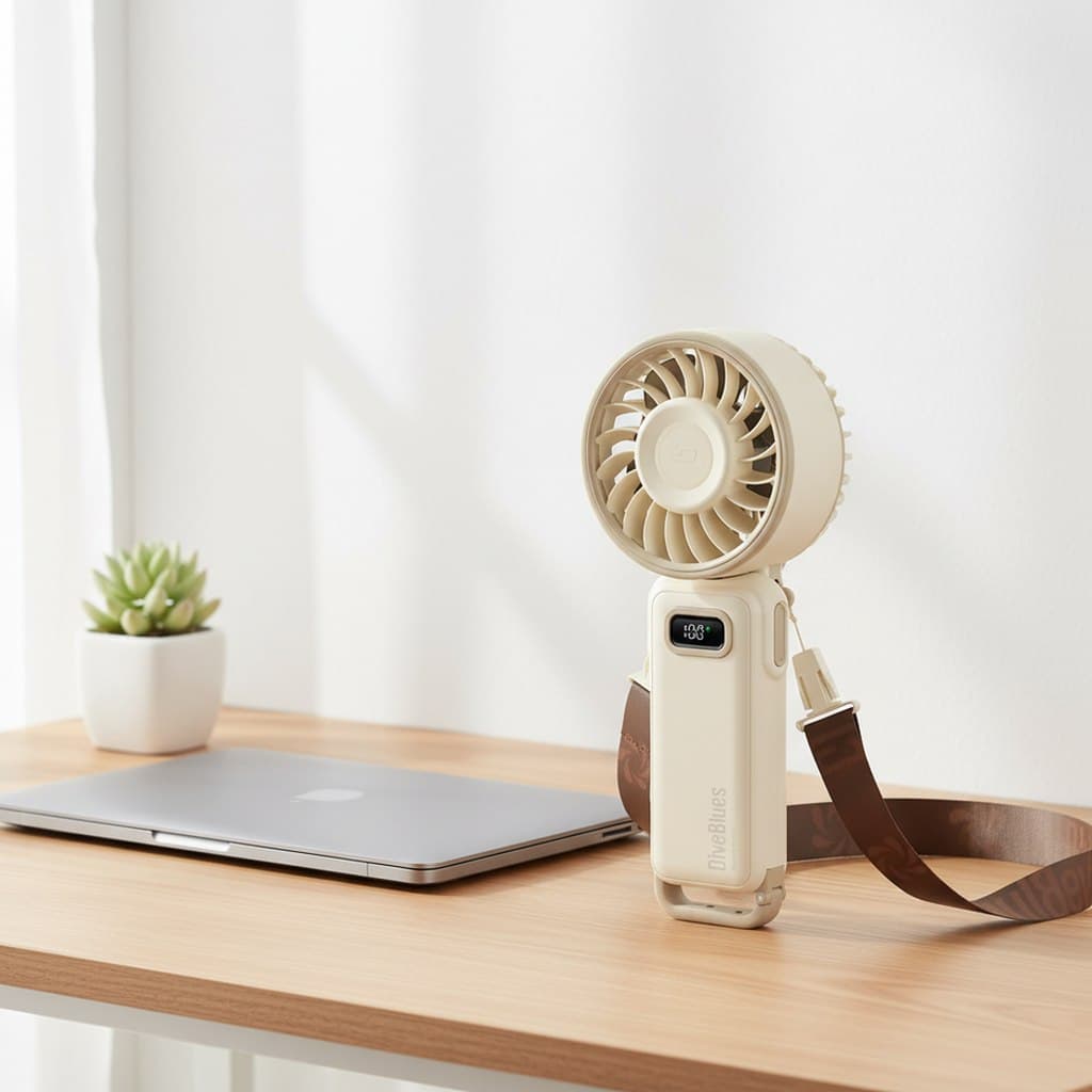 Diveblues Mini Ventilateur Portable Turbo en situation dans une chambre