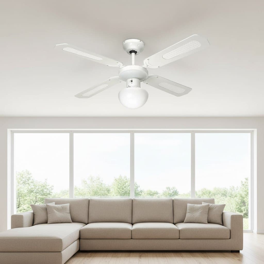 Farelek Bali Ventilateur de Plafond 107cm en situation dans une chambre