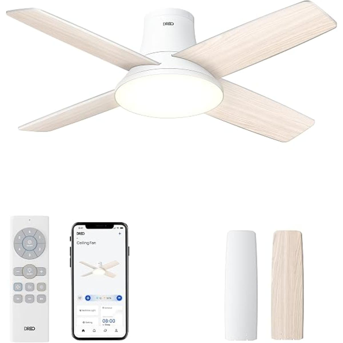 DREO Ceiling Fan Connecté 12 Vitesses 132cm